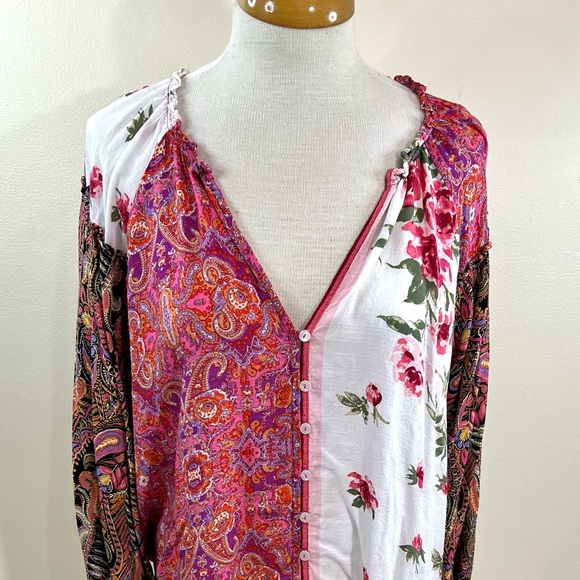 Free People Women’s Floral Print Bohemian Blouse - Picture 3 of 9